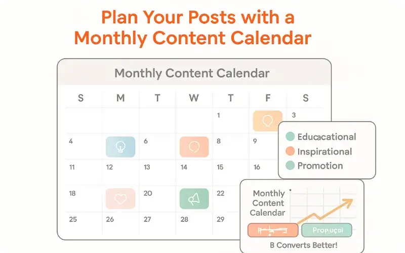 Increase Social Media Engagement with a strategic content calendar that organizes themed daily posts