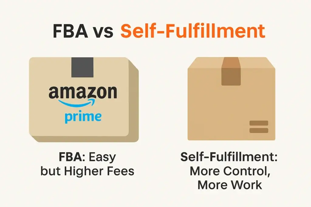 A comparison graphic of the fulfillment options for TikTok Shop vs Amazon FBA.