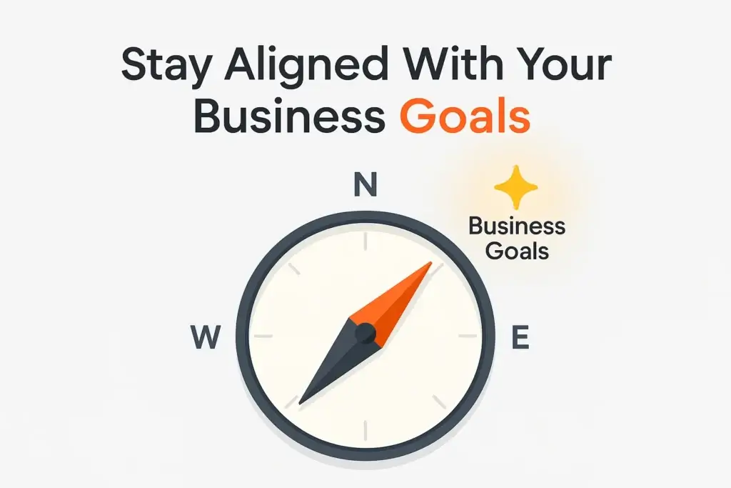 A compass pointing to a north star metric, a solution for the social media marketing challenge of overwhelming data. 