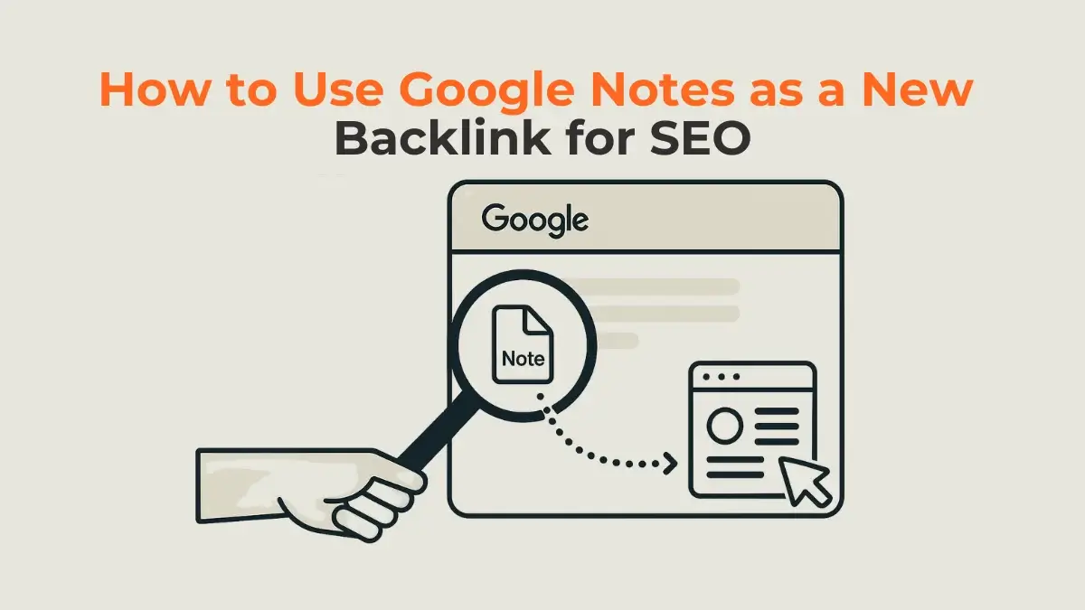 A visual showing how Google Notes can function as a new backlink for SEO. 