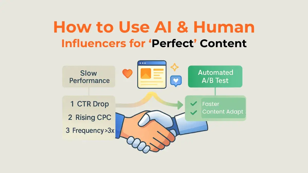 A visual demonstrating how AI and human influencers collaborate for "perfect" content.