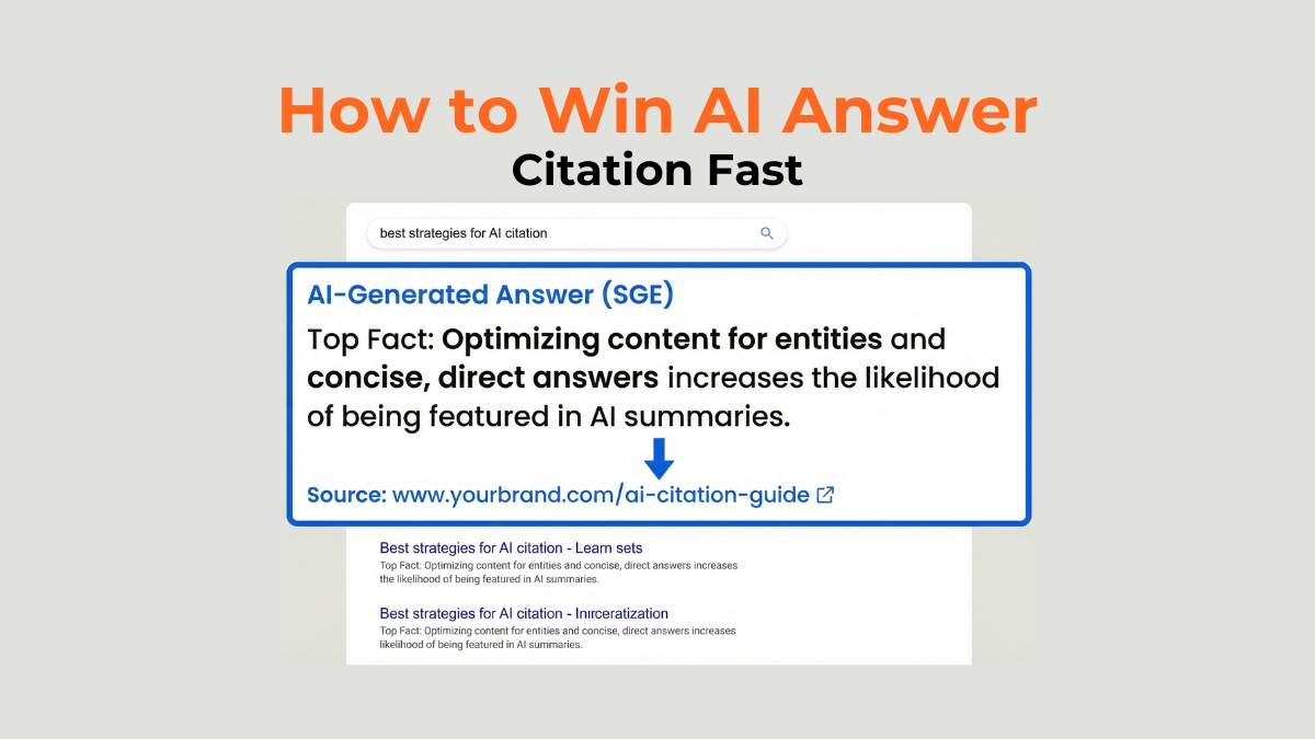 Graphic illustrating winning a top citation slot in Google's AI Answer Box/SGE results.