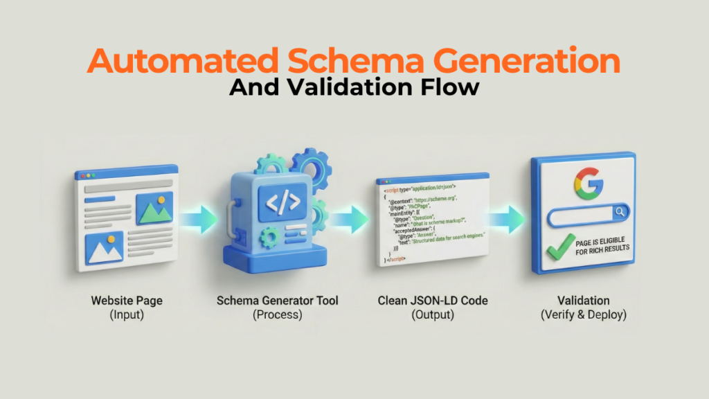 Flowchart showing the automated generation and necessary validation steps for structured data.