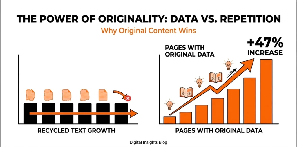 Analytics chart demonstrating a forty-seven percent organic growth metric achieved via proprietary research. 