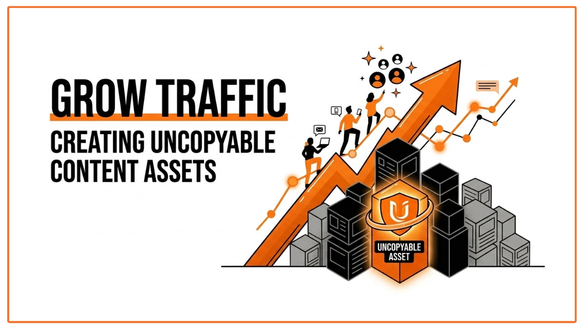 Minimalist graphic showing a secure data core protecting website rankings from content automation scrapers.
